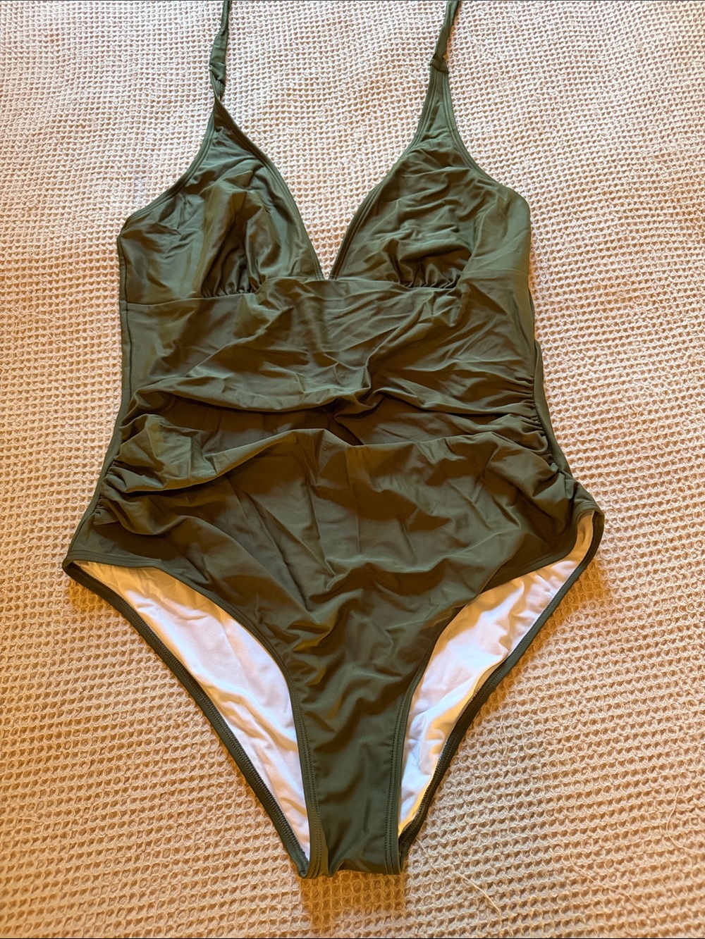 Olive Green One-Piece Swimsuit for Kids
